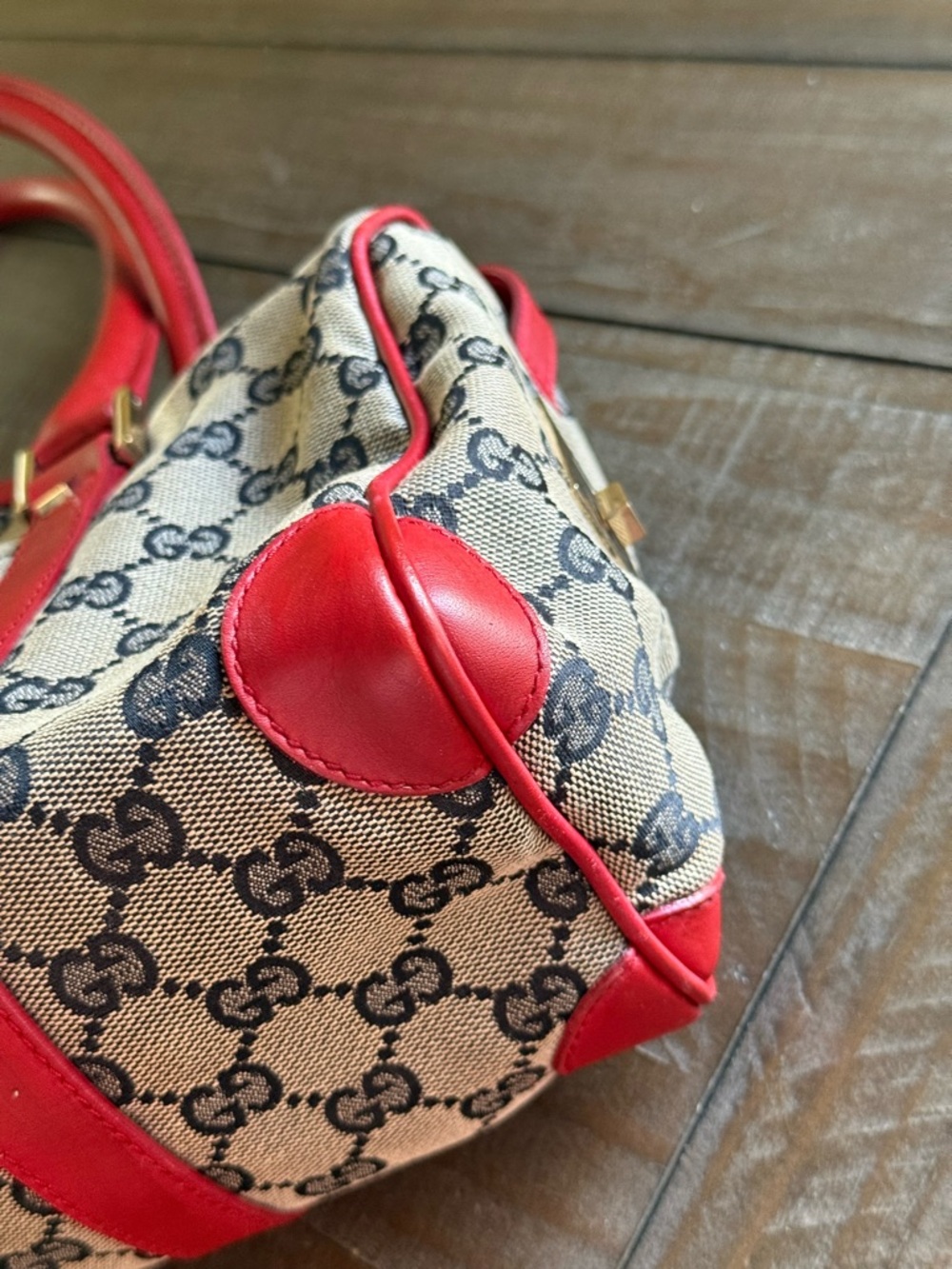 Authentic Gucci Boston Bag canvas & leather  EUC - Picture 6 of 13